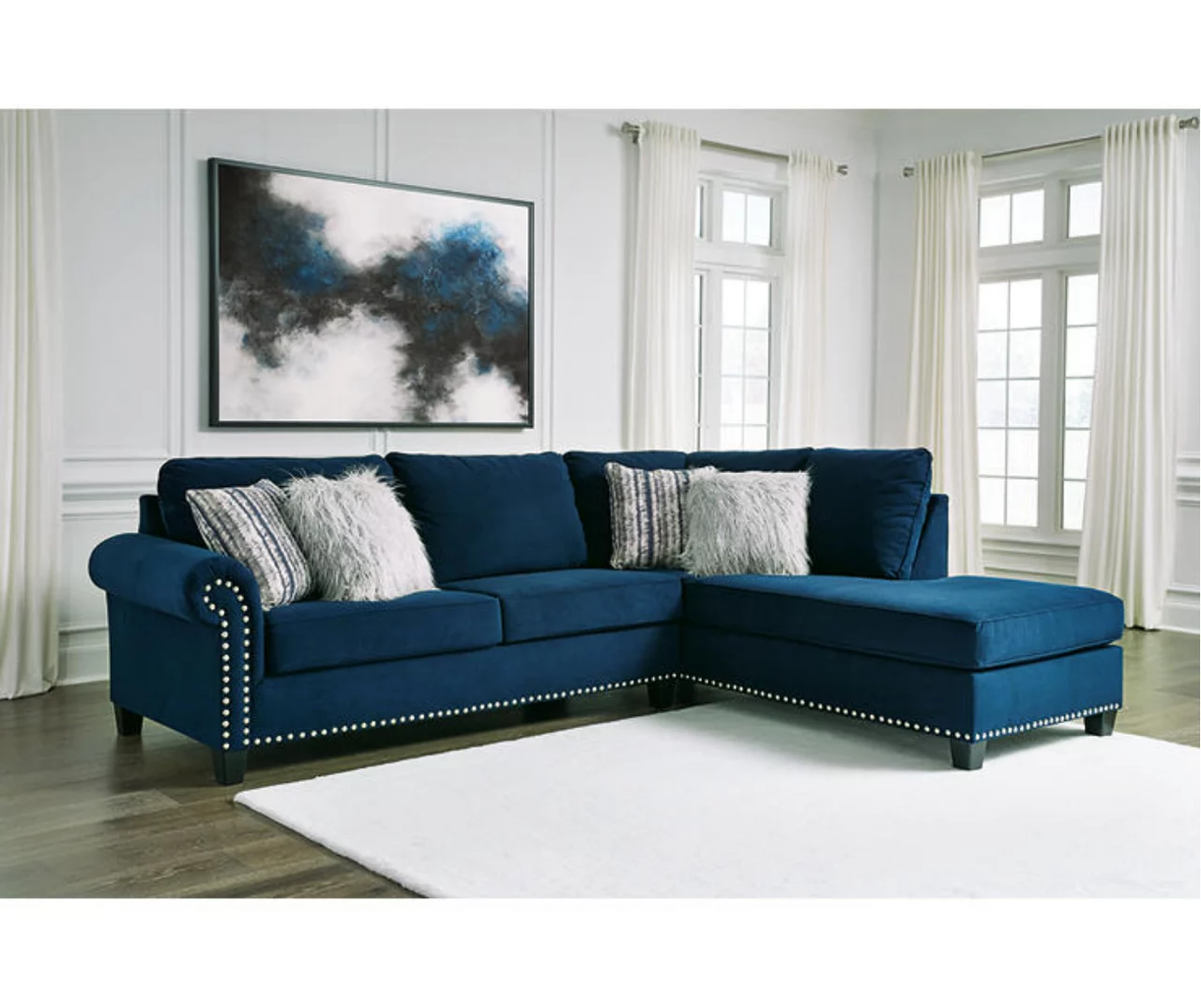 Signature Design By Ashley Trendle Blue Sectional with Right-Facing Chaise Signature Design By Ashley Trendle Blue Sectional With Right-Facing Chaise -Home Furniture Store combo860083 1