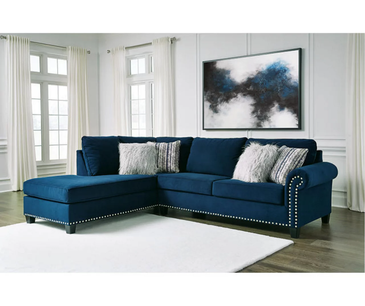 Signature Design By Ashley Trendle Blue Sectional with Left-Facing Chaise Signature Design By Ashley Trendle Blue Sectional With Left-Facing Chaise -Home Furniture Store combo860084 1