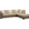 Signature Design By Ashley Keskin Corduroy Faux Leather Sectional With Right-Facing Chaise -Home Furniture Store combo870006